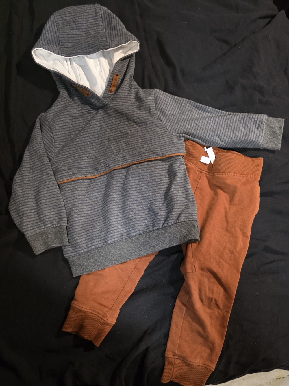 Cat & Jack Gray Striped Hoodie and Rust Joggers Set